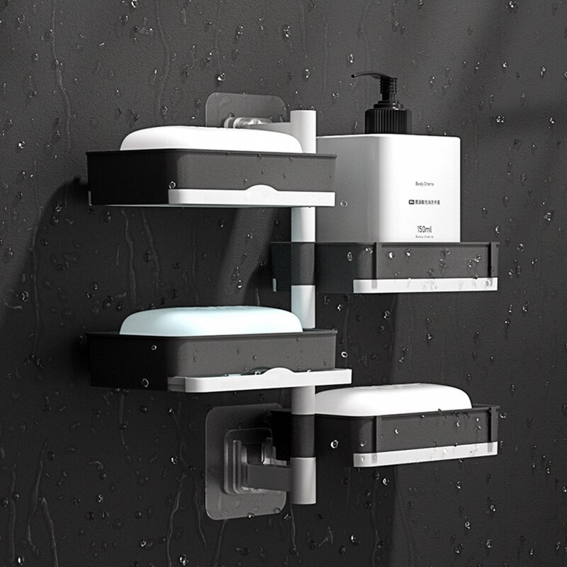 Wall-mounted Soap Dish 180 Degrees Rotate 1 2 3 4 Layer Soap Draining Rack Bathroom Soap Holder Bathroom Toiletries Shelf