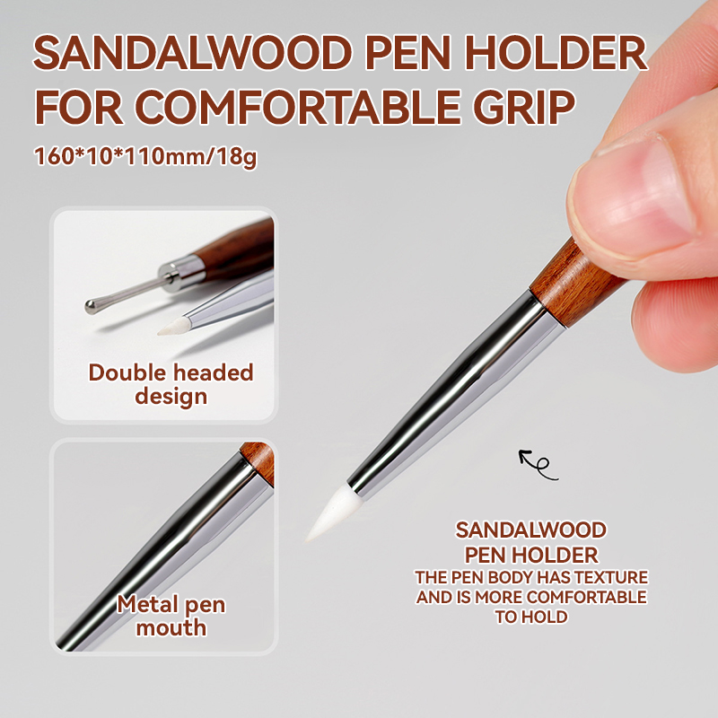 Dual-Ended Nail Art Brush with Silicone Spatula Carving Flower Painting Pen & Nail Gel Mixing Tool Multi-Function Manicure Tools