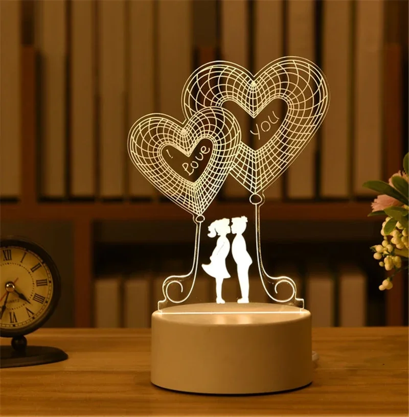 3D Illusion visuelle veilleuse visuelle créative LED lampe de bureau changement USB alimenté pour les enfants: Violet