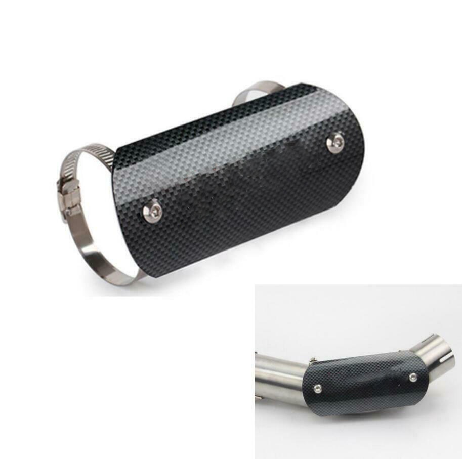 Universell motorcykel avgas kolfiber yta ljuddämparrör benskydd värmesköld skydd rostfritt stål antiscalding lock