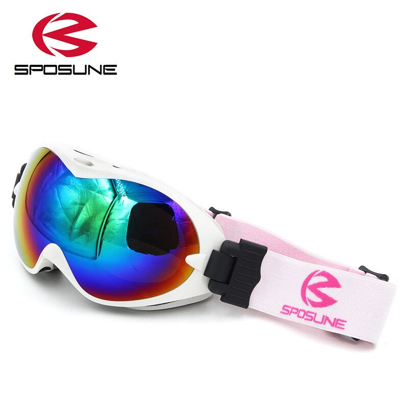 Barn snøskibriller for gutter jenter anti fog  uv400 doble linse vinter snowboardbriller googles skibrille barn skibriller: Hvit ramme