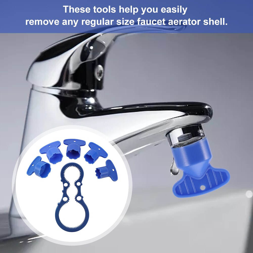 6pcs Faucet Aerator Removal Tool Durable Bathroom Non Slip Key Wrench Easy Use