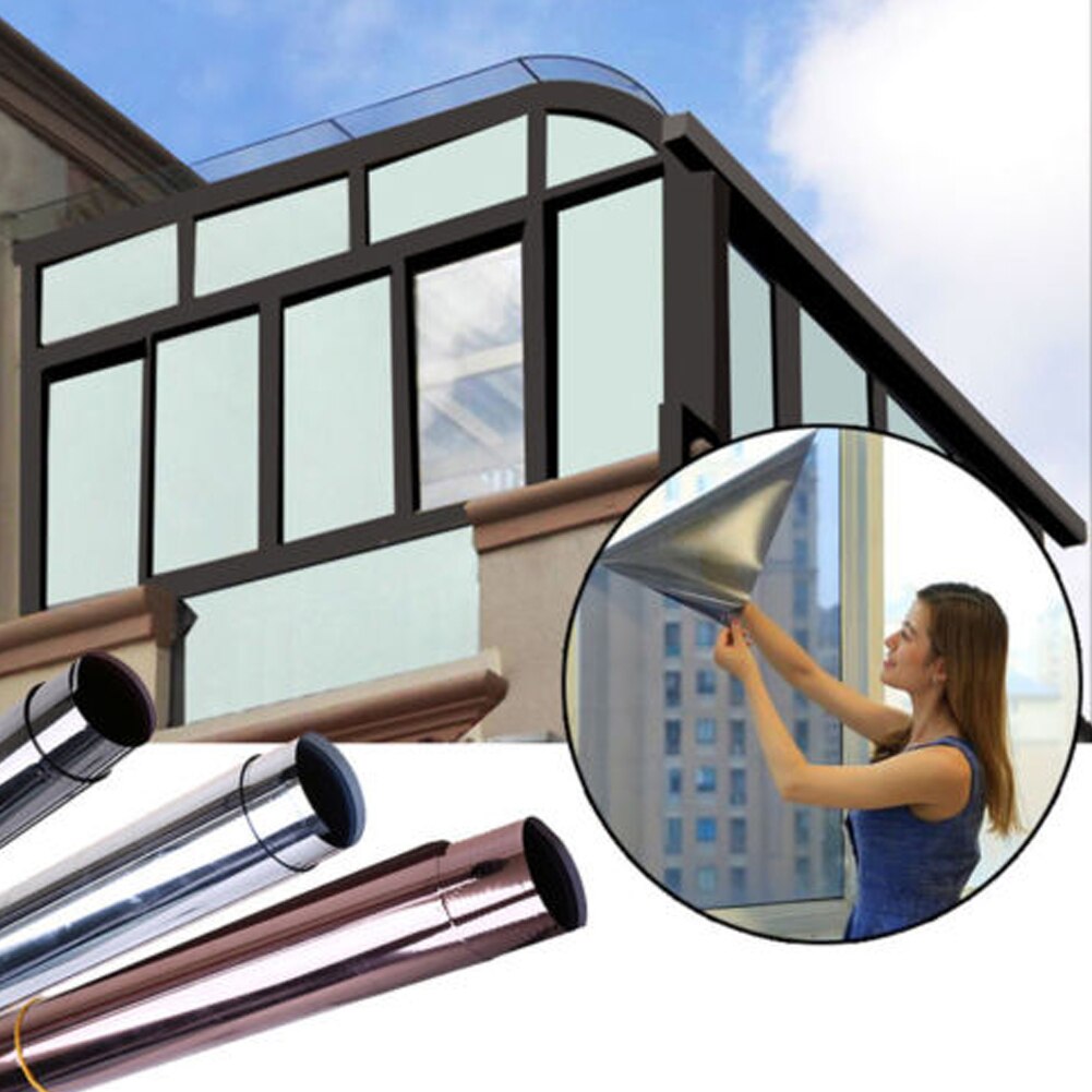 One Way Mirror Window Film Daytime Privacy Static Non-Adhesive Decorative Heat Control Anti UV Window Tint for Home Office