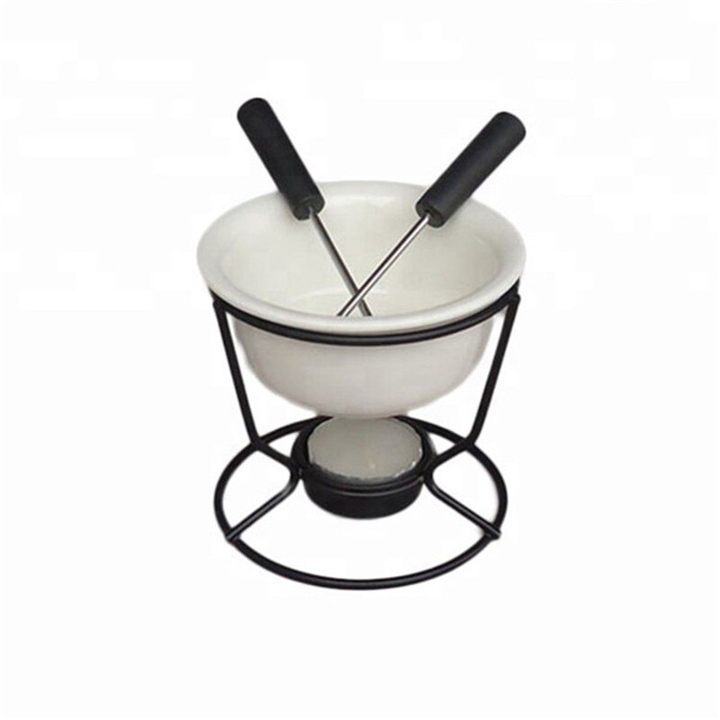 Fondue Pot Ceramic Fondue Melting Furnace Ice Cream Fondue Choco Marie Chocolate Fondue Melted with Sturdy Metallic Stands