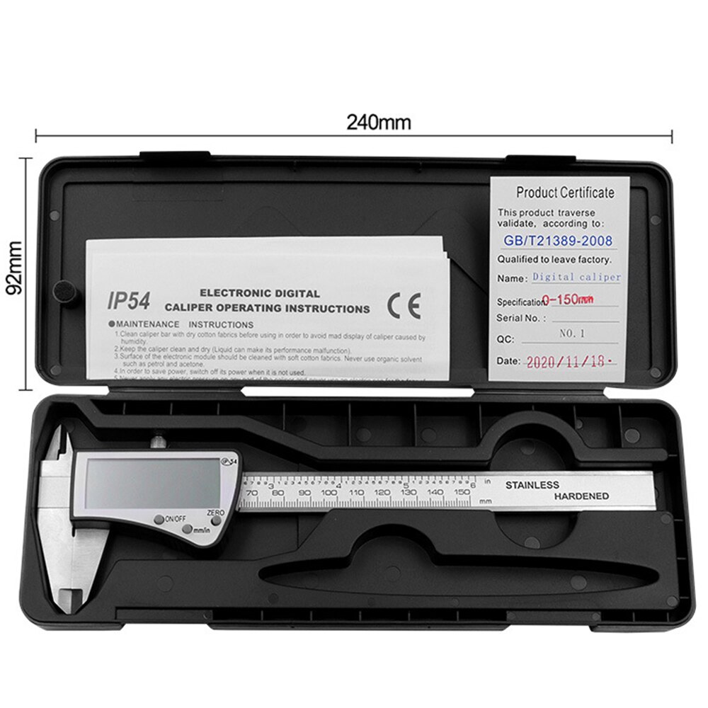 IP54 Extra Large LCD Screen Electronic Digital Caliper High Precision Metal Stainless Steel Vernier Caliper 0-150mm Measure Tool