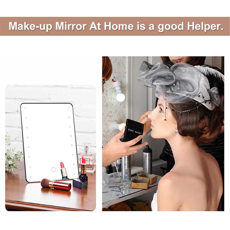 Makeup Mirror with 16 LEDs Cosmetic Mirror with Touch Dimmer Switch Battery Operated Vanity Mirror with Stand for Tabletop