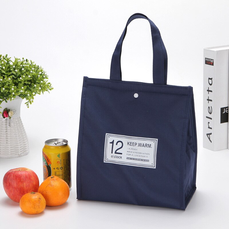 Saco de comida de almoço pacote de mão portátil moda à prova doxford água oxford pano de grande capacidade das mulheres dos miúdos dos homens trabalhar cooler tote bolsas: Navy