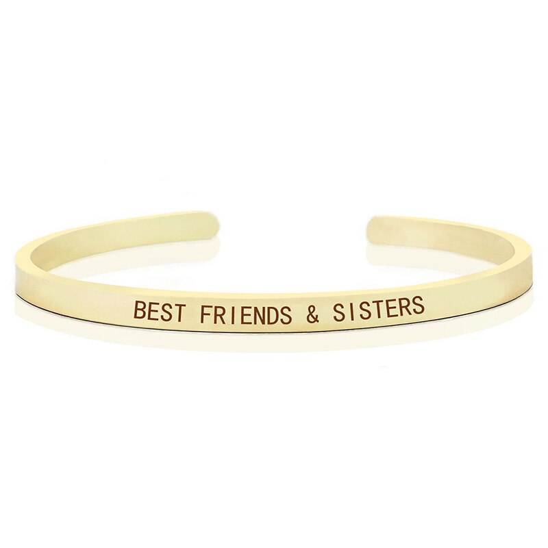 Beste Freund & Schwestern Armbinde Gold Farbe Gravierte Manschette Armbinde Armreif Kleine Schwester Große Schwester Schmuck Geburtstag