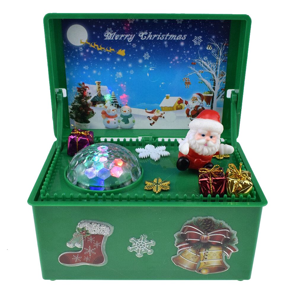 Juguete musical eléctrico de Santa Claus con luz novedad caja musical de Navidad juguetes vocales para niños de Navidad: Rojo