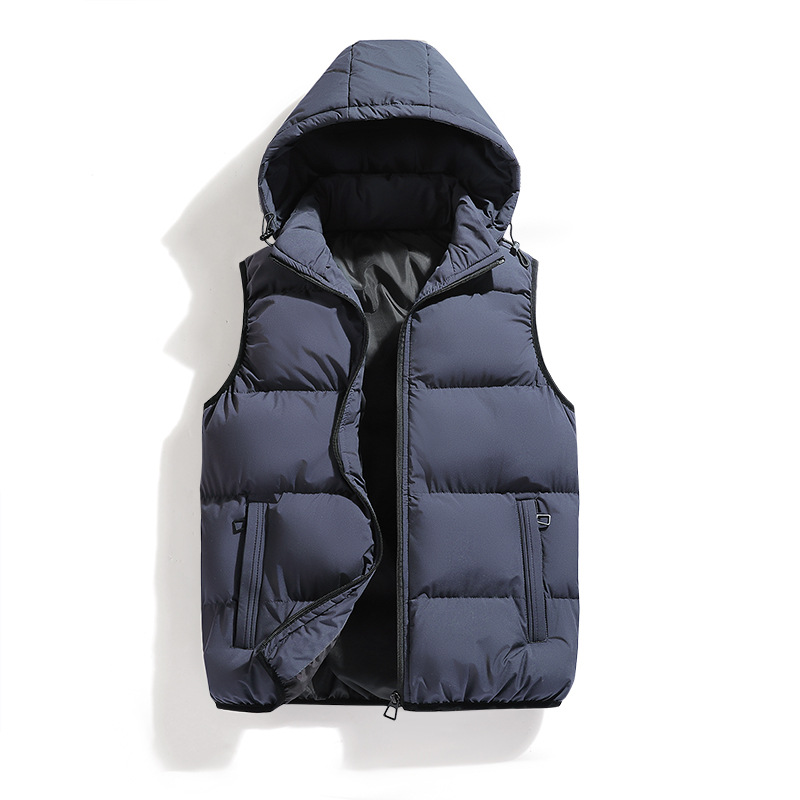 Herfst Winter Mannen Vest Jas Waterdicht Warm Mouwloze Vesten Mannen Jas Mode Hooded Casual Vest Heren Dikker Vest: XXL / Donkergrijs