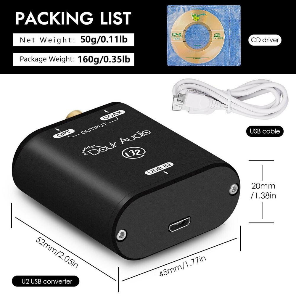 Douk Audio Mini Xmos Usb Naar Spdif Coaxiale Optische Converter Digitale Interface Audio Adapter Dsd PCM192K