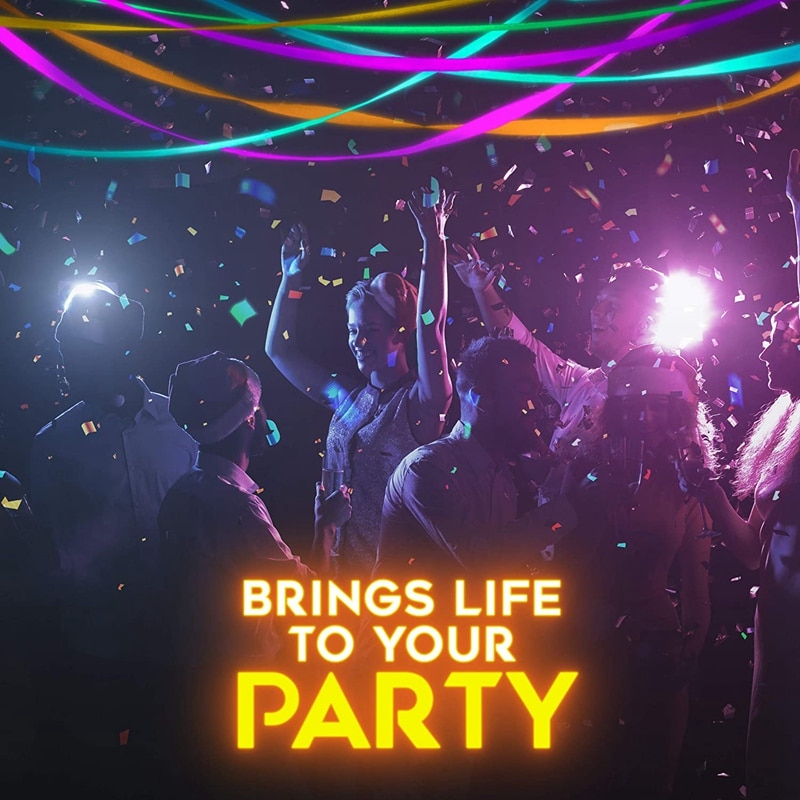 Party Ribbon Decoration-Neon Crepe Paper-Black Light Party Supplies and Accessories Fluorescent-8 Packs