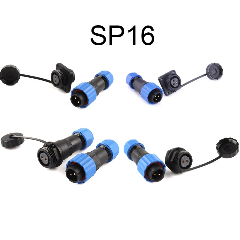 SP16 IP68 Waterproof Connector Cable Connector Plug & Socket Male And Female 2 3 4 5 6 7 9 Pin Docking/Square/Flange/Back