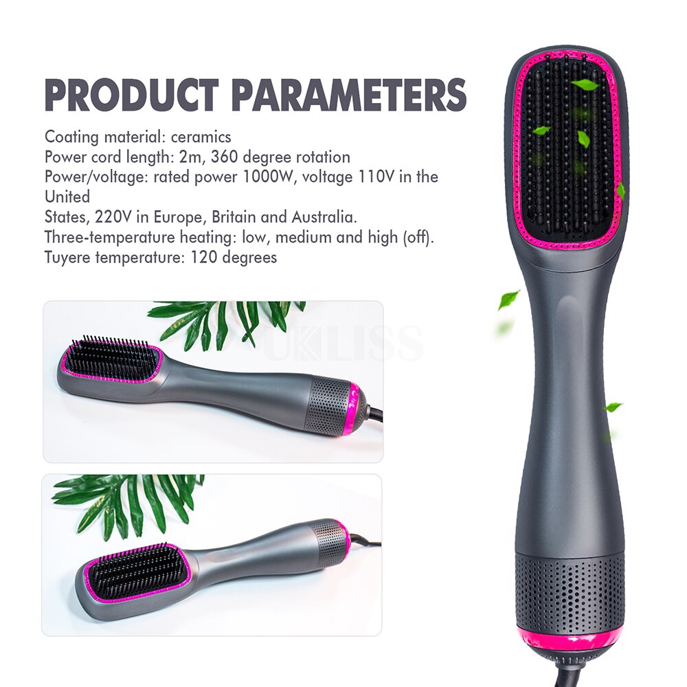 Hair Dryer Brush One Step Blow Dryer Comb Salon Blow Hairdryer 3-in-1 Air Brush Hair Straightener