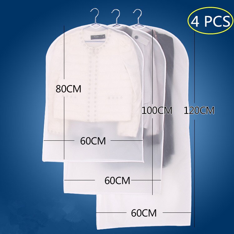 5 pcs/lot Clothes Dust Cover EVA waterproof Transparent Wrinkle Free Clothing Cover Garment Suit Bag Dress Home Storage Bag: no zipper 60x80cm