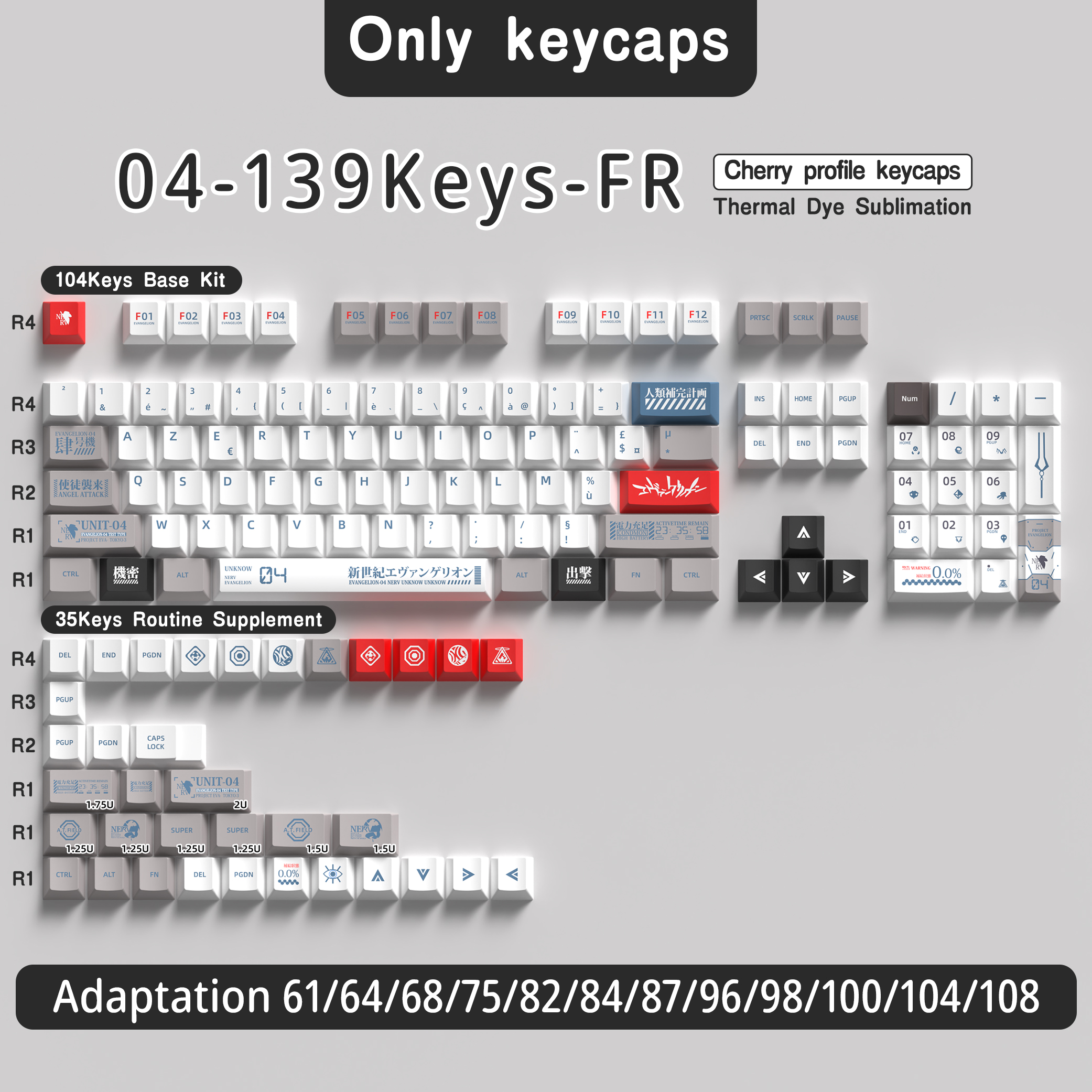 Französische Tastenkappe 136–156 Tasten BPT Kirsche Profil FR Tastenkappen für französische Tastatur MX mechanische Tastatur 7U Platz Schlüssel Hallo75: Licht Rosa