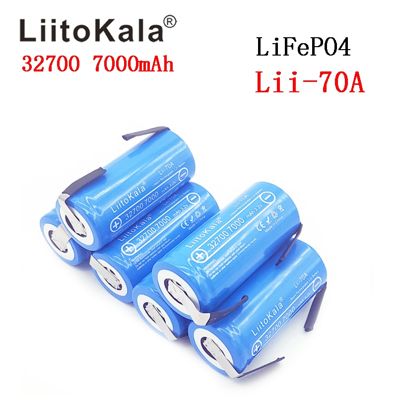 LiitoKala 3.2 V 32700 7000 mAh 6500 mAh LiFePO4 Batterij 35A Continue Afvoer Maximale 55A High power batterij + nikkel lakens