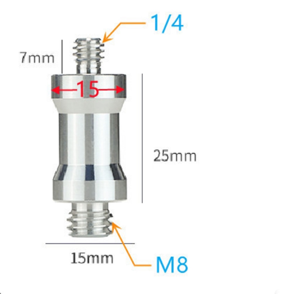 3pcs M8 to 1/4 male and M6 to 1/4 conversion adapters Lamp holder mutual rotation screw pan tilt fitting adapter tripod camera