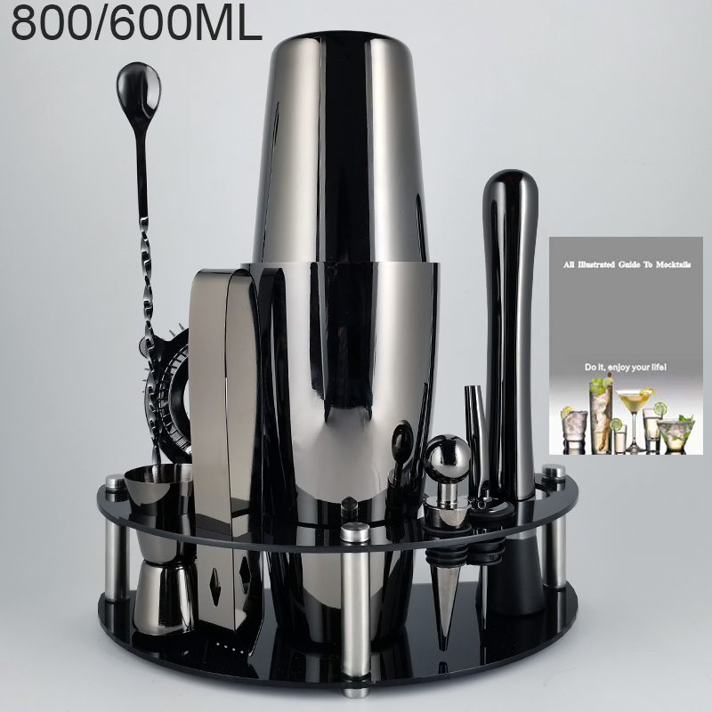 Martini Trinken Boston Edelstahl Shaker Home Bar Werkzeuge 800/750/600/450ml Cocktail Shaker Set bartender Kit Stehen: Black 800 600ML BL