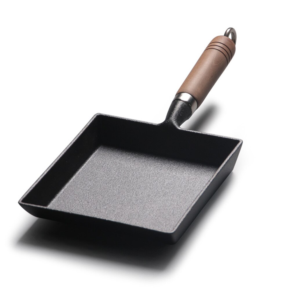 Tamagoyaki Pan Cast Iron Pan Thickened Cast Iron Pan Wooden Handle Frying Pan Tamagoyaki Frying Pan