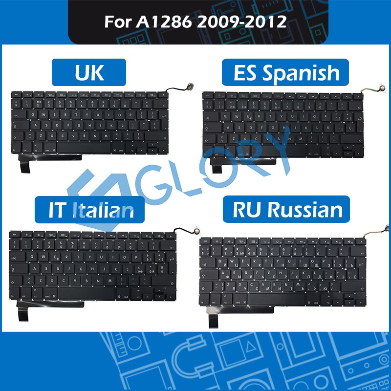UK ES Spaans HET Italiaanse RU Russische Layout Vervanging Keyboard Voor Macbook Pro 15.4 "A1286 Toetsenbord - Jaar