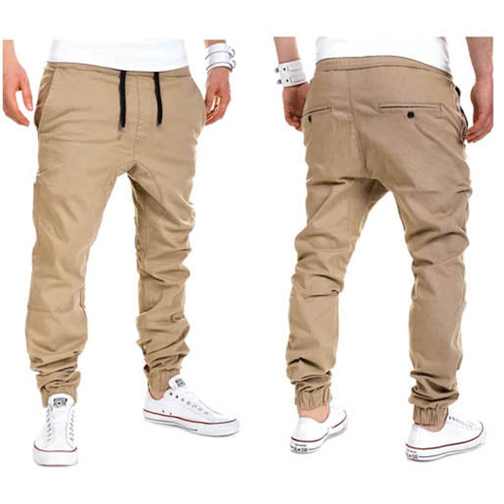 Autumn Winter Men Full Sportswear Pants Loose Cotton Mens Fitness Workout Pants Jogger Man Pocket Trousers Elastic Waist