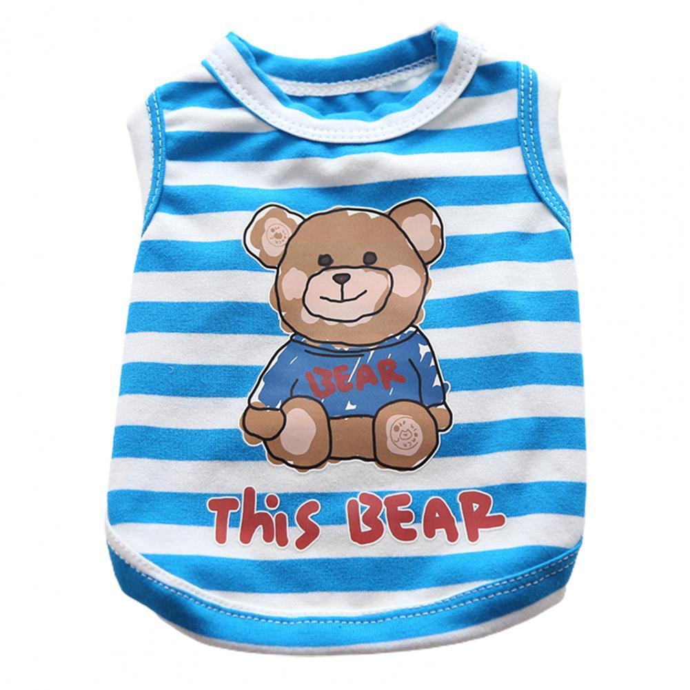 Nuttig Hond Mouwloos Shirt Voorkomen Benauwdheid Dierbenodigdheden Huisdier T-shirt Hond Shirt Gestreepte Patroon Voor Home Hond Vest: Blauw / S