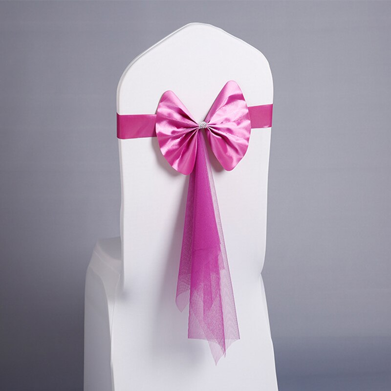 20pcs/set Organza PU leather Chair Sashes Wedding Chair Knot Cover Decoration Chairs Bow band Belt Ties For Weddings Banquet: Lavender