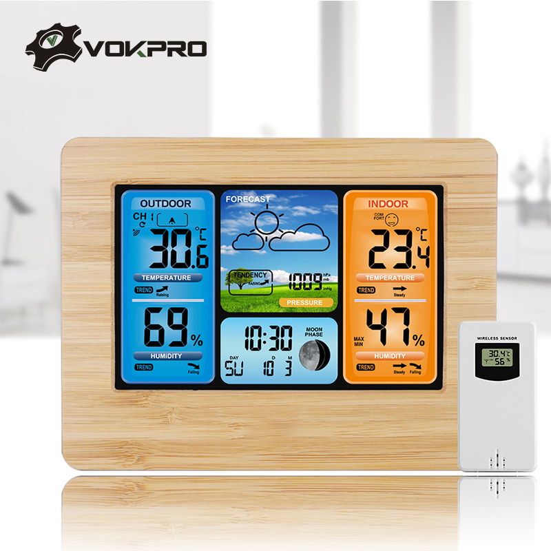Weerstation Barometer Thermometer Hygrometer Draadloze Sensor LCD Display Weersverwachting Digitale Wekker