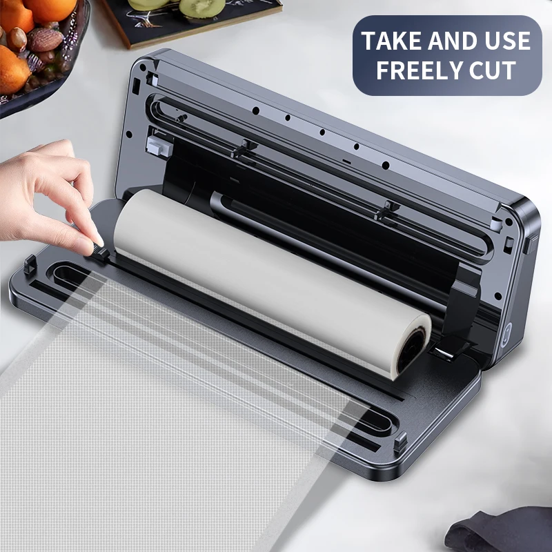 Electric Food Vacuum Sealer Dry/Wet Food Packaging Seal Built in Cutter Roll Bag Kitchen Food Storage Seal Vacuum Packaging
