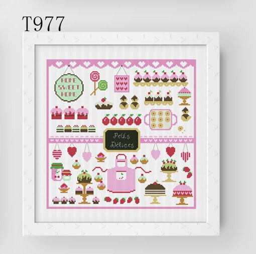 Fishxx kruissteek  t977 handgemaakte diy taart naai tuin vier patroon borduur tassen: T977 / 11ct witte afdrukken
