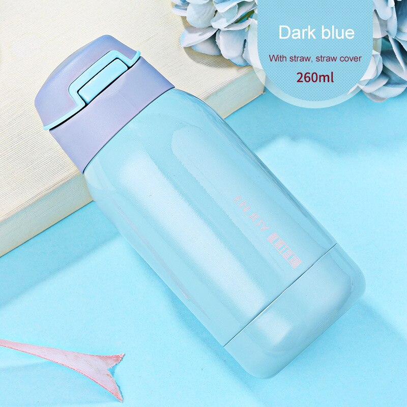 260ml / 450ml rostfri termosflaska med sugrör sporttermosflaska för barn bärbar termoshalm: 260ml g
