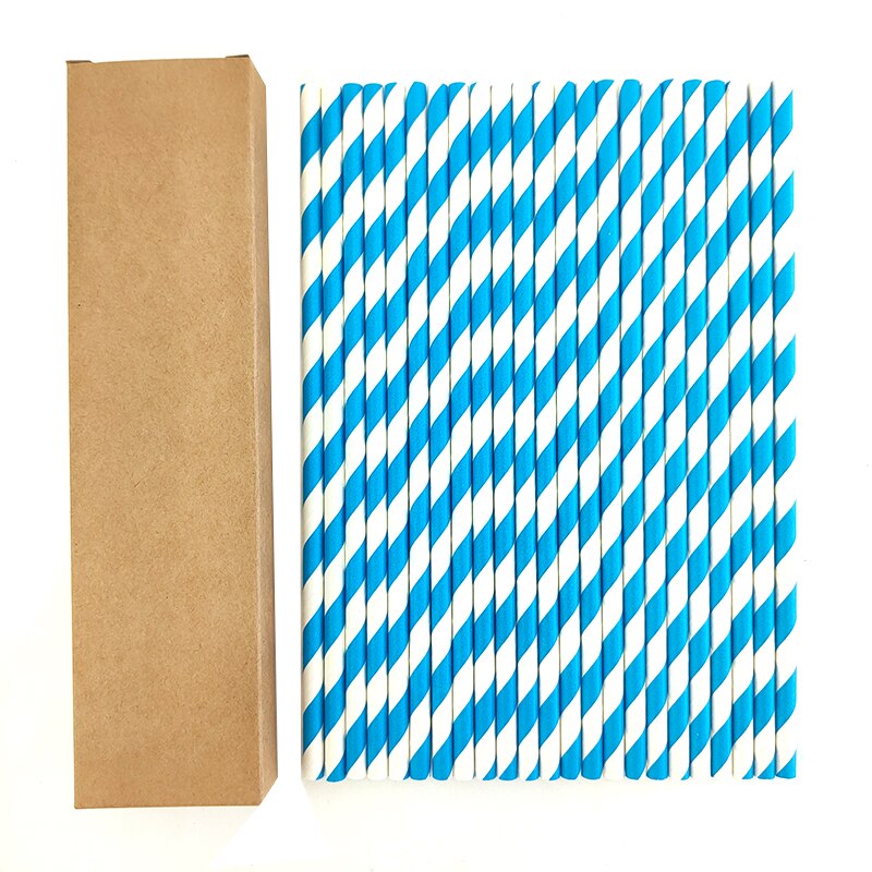 24pcs in pack Paper Straws Disposable Foil Striped Drinking Straws Biodegradable Cocktail Paper Straws Drink Tool EOC Single Use: 24pcs in Blue