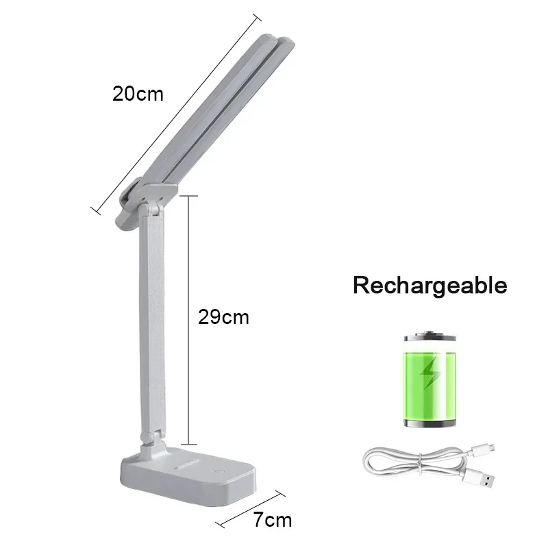 Lâmpada de mesa led usb recarregável toque luz da noite 3 níveis regulável proteção para os olhos dobrável lâmpada mesa para o quarto cabeceira readin: Bege