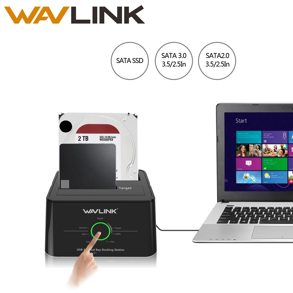 Wavlink Usb C 3.1 Naar Sata Dual Bay Externe Harde Schijf Docking Station Voor 2.5/3.5 "Hdd/ ssd Offline Kloon/Backup/Uasp Functies