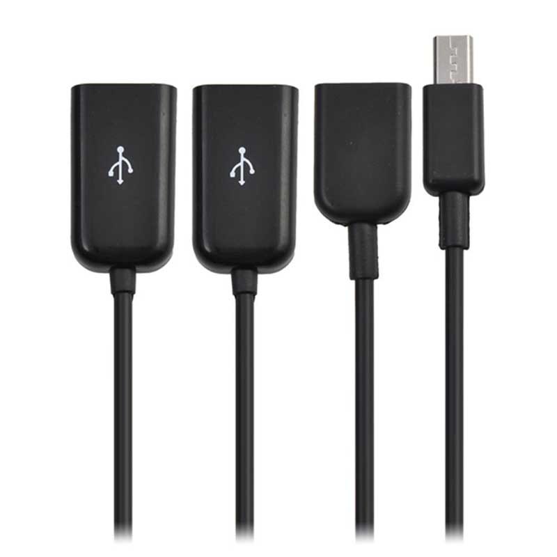 3 in 1 Micro USB HUB Male to Female &amp; Double USB 2.0 Host OTG Adapter Cable