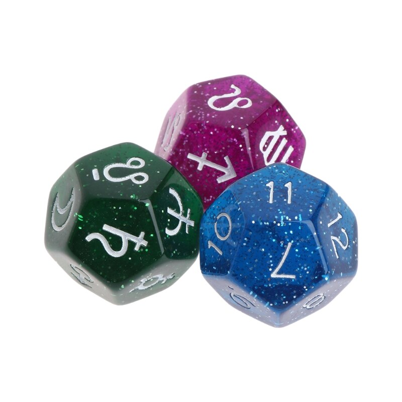 3Pcs Multicolor 12 Zijdig Hars Dobbelstenen Astrologie Tarots Constellation Waarzeggerij