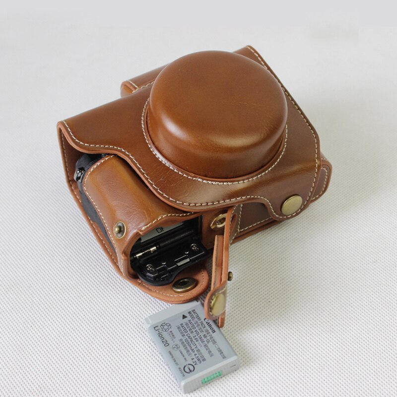 Etui en cuir PU housse de sac photo pour Canon PowerShot G1 X Mark III G1X Mark3 G1XIII G1X3 avec ouverture de batterie inférieure