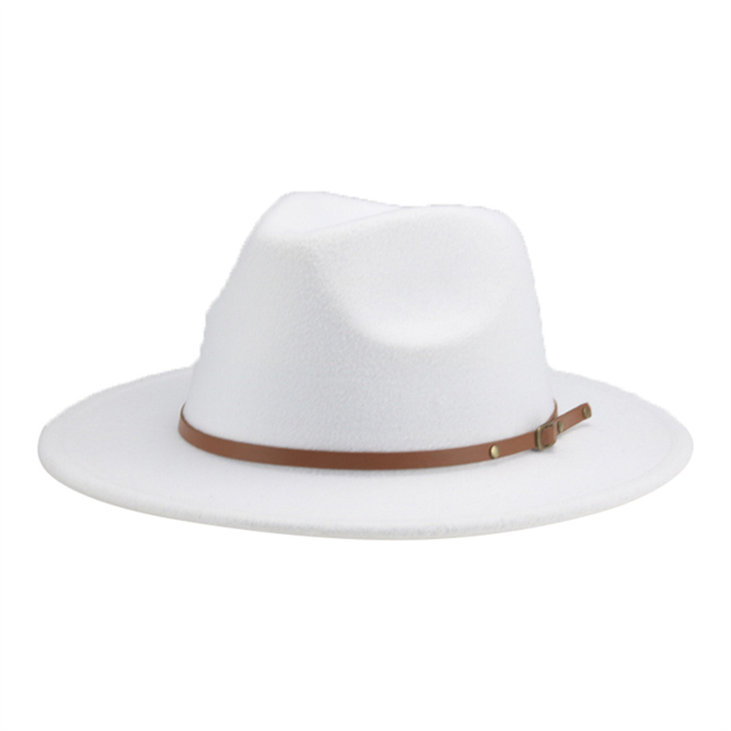 Hat Fedoras Women Winter Hats Felted Caps Hats for Men Solid Belt Casual Wedding Church Wide Brim Fedora Chapeau Femme Bonnet