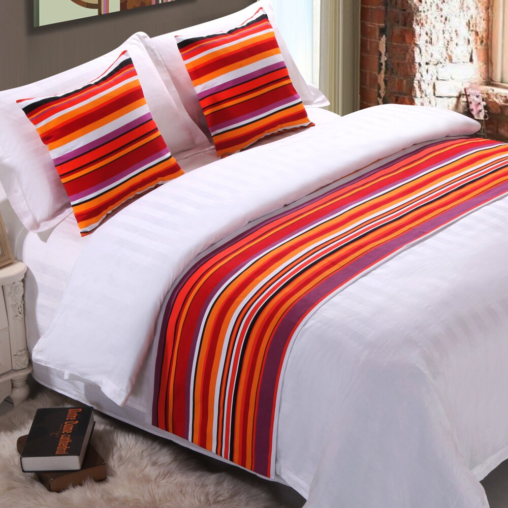 Rayuan farverige stribe tæppe sengetæppe dobbelt lag seng runner kaste hjem hotel dekorationer sengetøj håndklæde