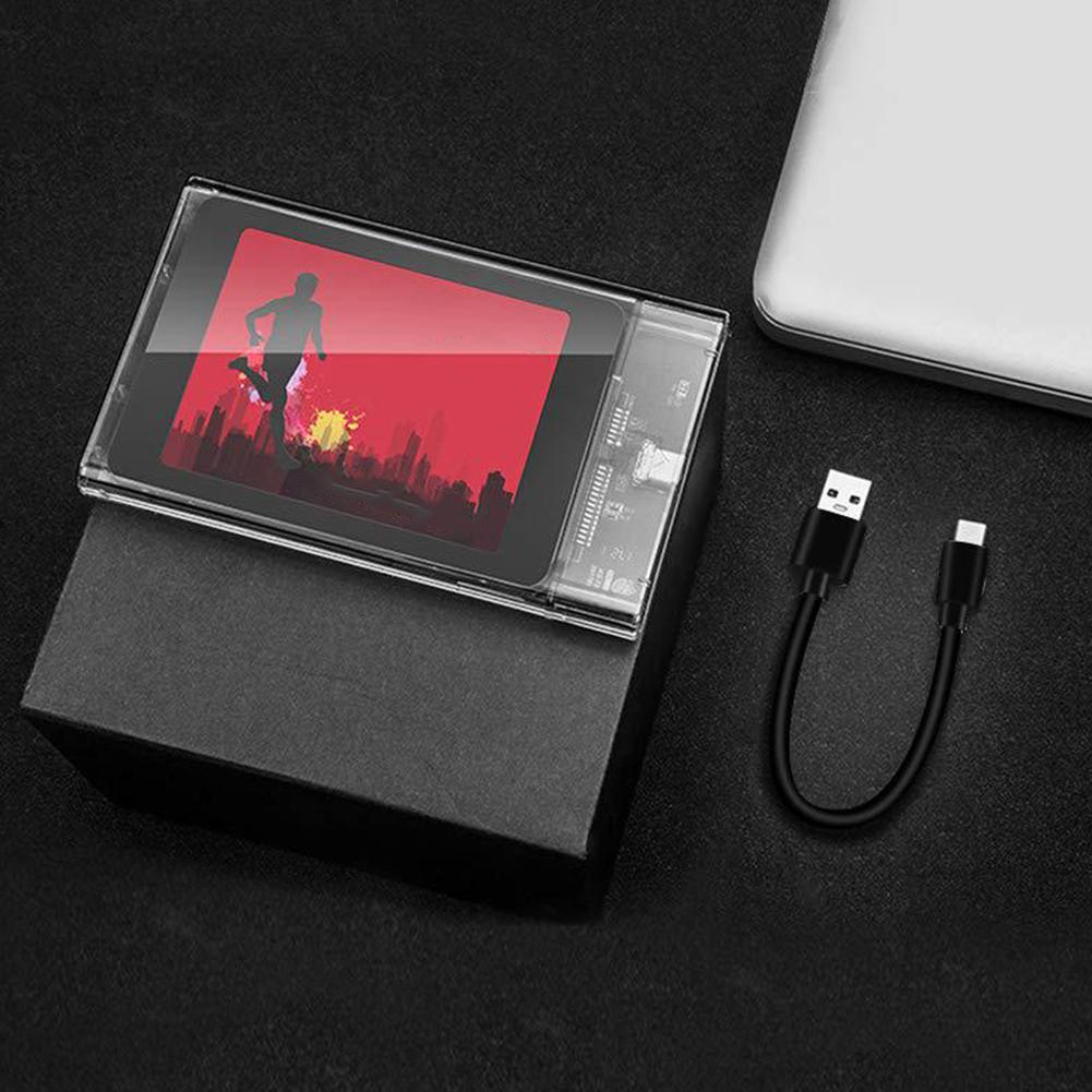 SSD Case Multi-function Delicate SSD Box 2.5 SATA to USB 3.1 Transparent Type-C Solid State Dick Case for PC