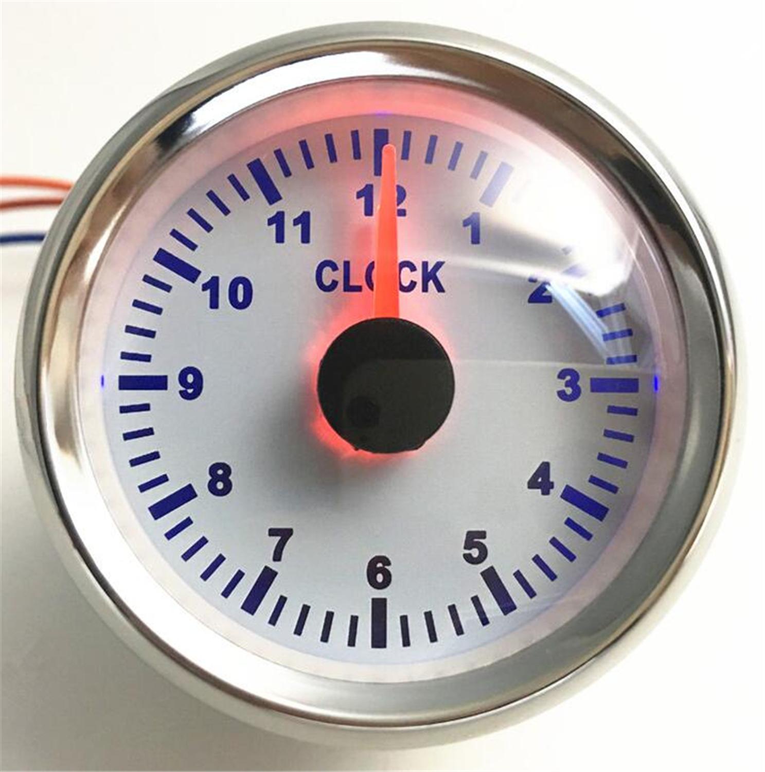 1 Pc 52 Mm Cars Klok Meters 0-12Hours Pointer Tijd Meter Boot Klok Meter Vrachtwagens Hourmeters Rood Of blauwe Achtergrondverlichting: WS blue backlight
