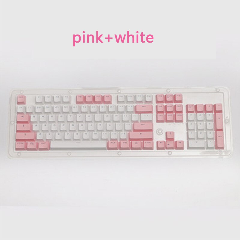 PBT Translucent Backlight Keycaps 104 Keys Mechanical Keyboard Key Cap Double Shot Key Cap For Cherry MX: pink white