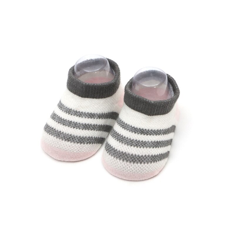 Pasgeborenen Baby Sokken Zomer Gestreepte Mesh Dunne Babysokjes Voor Meisjes Cotton Baby Jongen Peuter Sokken Bebe Leuke Boot sok: striped gray / 6 to 18 months