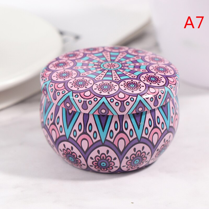 Scatola di biscotti di caramelle a forma di tamburo forniture per feste festivo scatola di tè di rosa scatola di latta piccola scatola di caramelle di personalità del giardino domestico affrescare 8 stili: A7