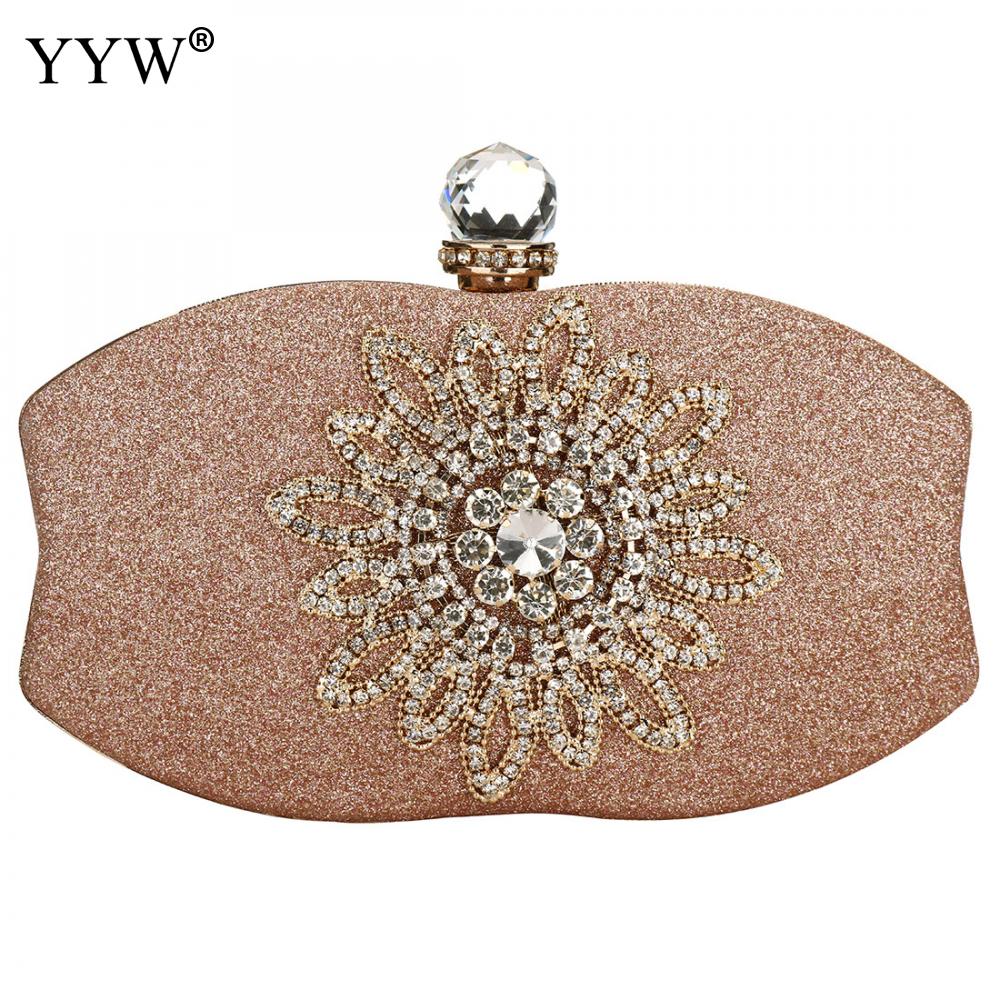 Floral cristal embrague bolsas para las mujeres boda embragues monedero rosa de plata Mujer carteras Mochilas de Mujer