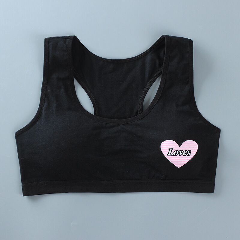 5pcs/Lot Cotton Young Girls Training Bra 8-18 Years Old Children Sports Wear Bras Teenage Undervest: black