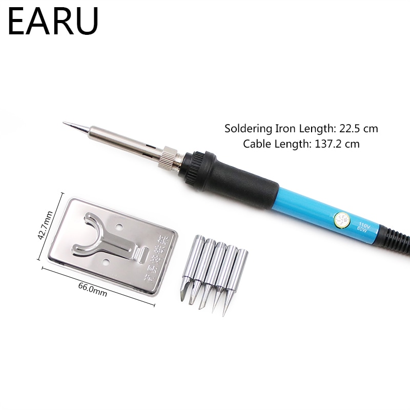 Adjustable Temperature Electric Soldering Iron 220V 110V 60W Welding Solder Rework Station Heat Pencil 5pcs Tips Repair Tool