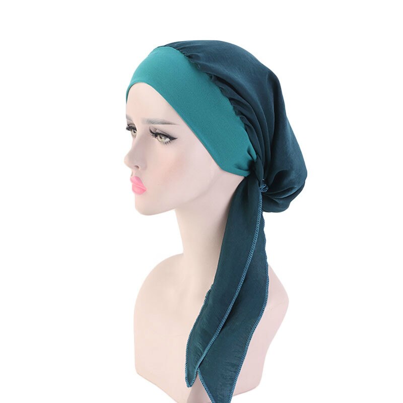 Elastische Haarband Hoofddoek Hoed Zijde Imitatie Vrouwen Tulband Hoed Mode Moslim Tulband Hijab Hoeden Indiase Cap Wrap Cap 12 kleur: style11