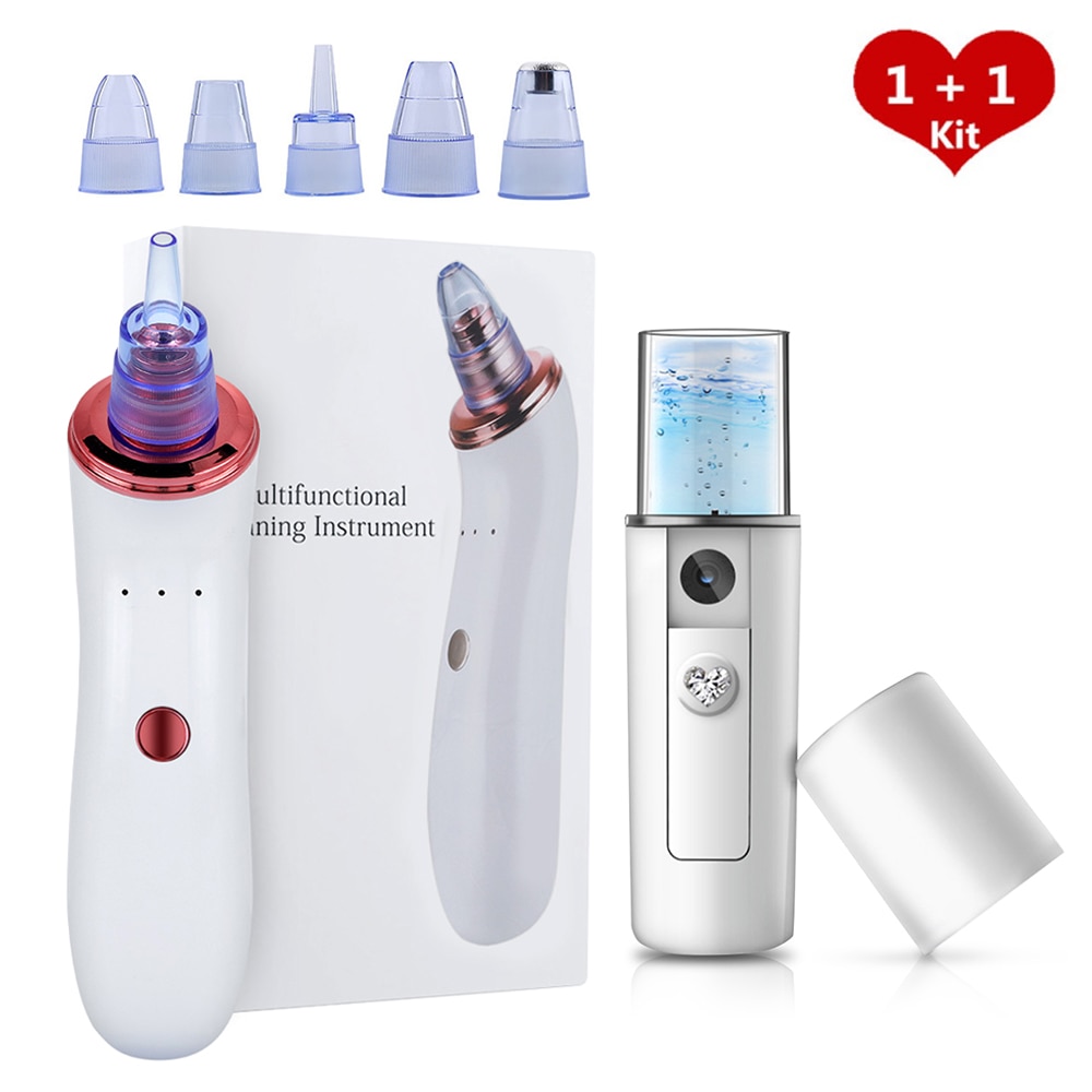 Microdermabrasion points noirs dissolvant visage peau aspirateur pores aspirateur acné bouton enlèvement outil + Mini Nano Facial vapeur